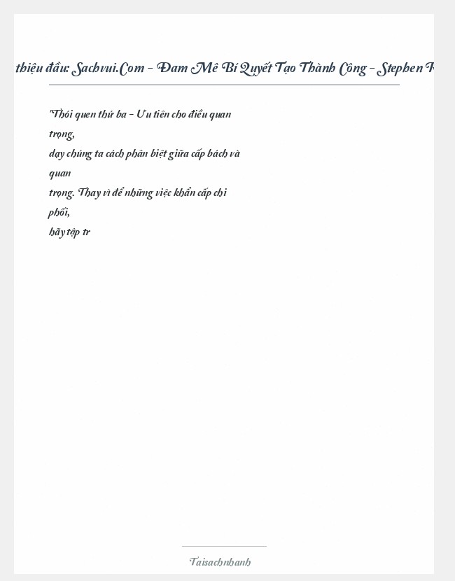 Trích đoạn Sachvui.Com - Đam Mê Bí Quyết Tạo Thành Công - Stephen R. Covey