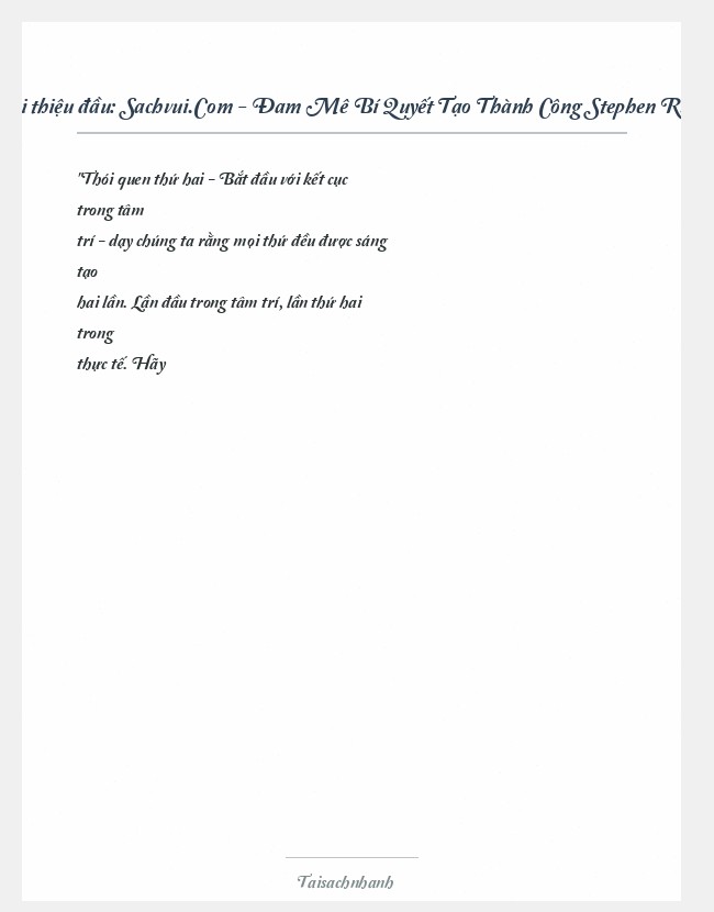 Trích đoạn Sachvui.Com - Đam Mê Bí Quyết Tạo Thành Công Stephen R. Covey