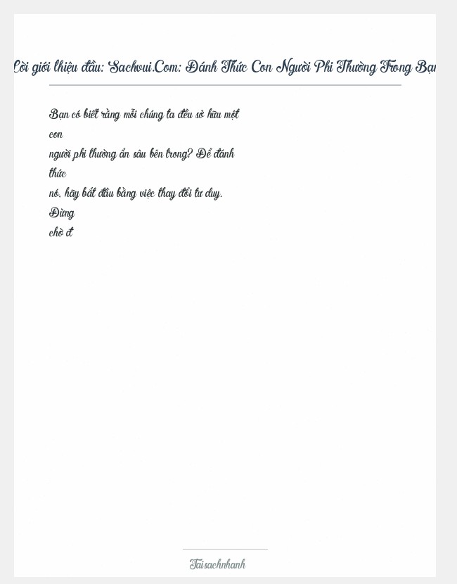 Trích đoạn Sachvui.Com: Đánh Thức Con Người Phi Thường Trong Bạn