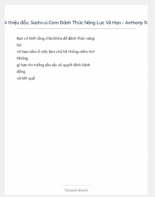 Trích đoạn Sachvui.Com Đánh Thức Năng Lực Vô Hạn - Anthony Robbins