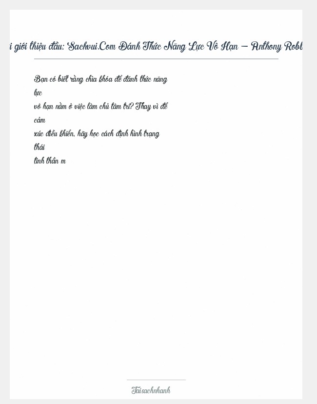 Trích đoạn Sachvui.Com Đánh Thức Năng Lực Vô Hạn - Anthony Robbins