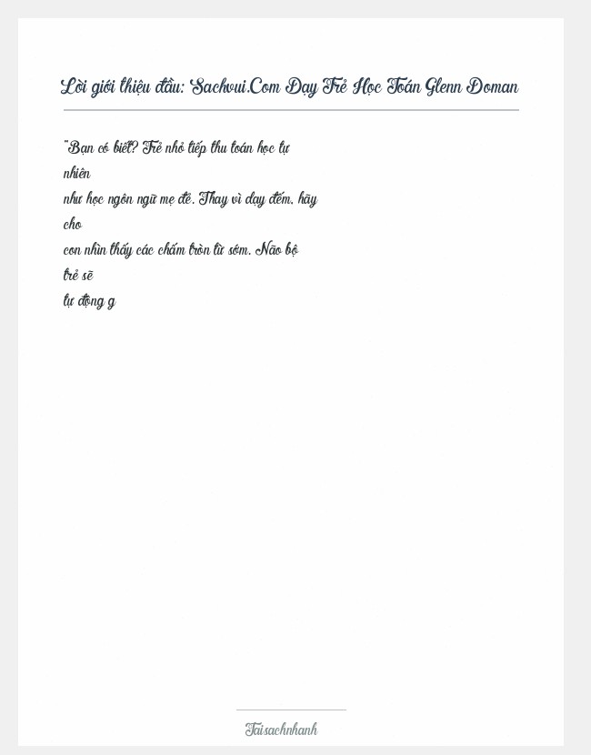 Trích đoạn Sachvui.Com Dạy Trẻ Học Toán Glenn Doman
