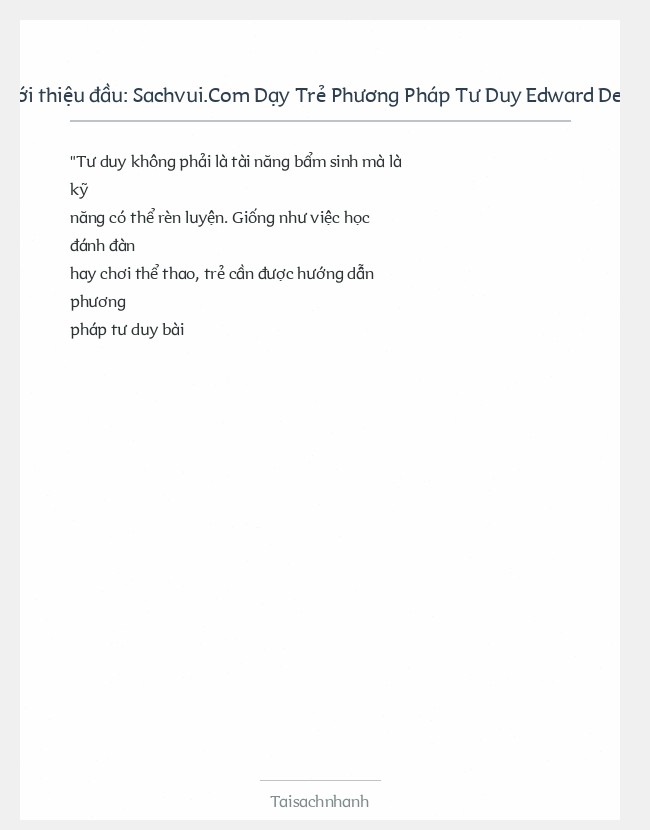 Trích đoạn Sachvui.Com Dạy Trẻ Phương Pháp Tư Duy Edward De Bono