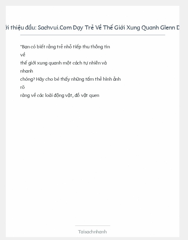 Trích đoạn Sachvui.Com Dạy Trẻ Về Thế Giới Xung Quanh Glenn Doman
