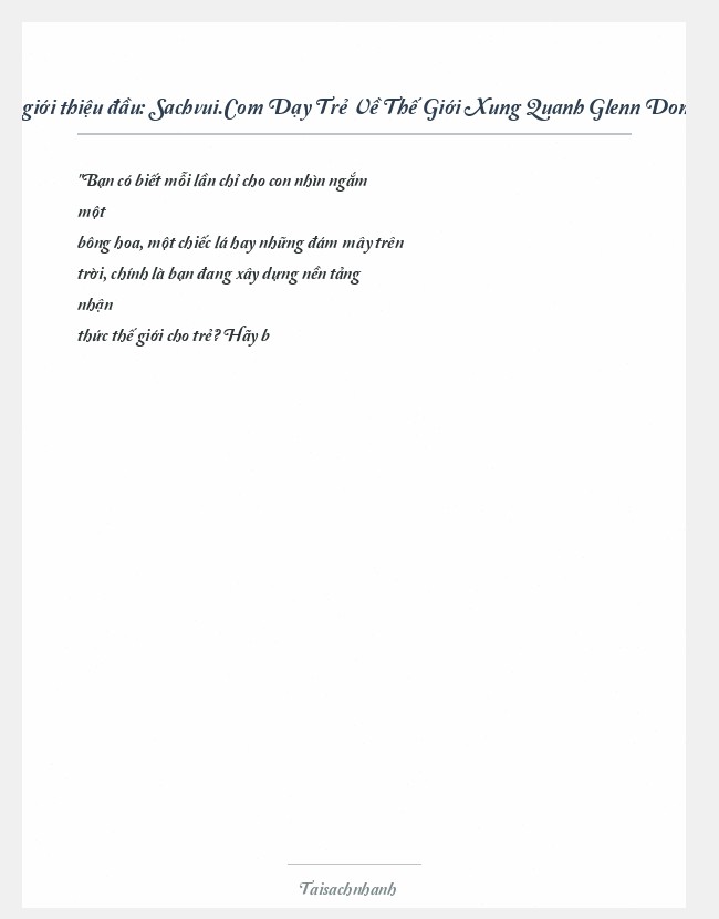 Trích đoạn Sachvui.Com Dạy Trẻ Về Thế Giới Xung Quanh Glenn Doman