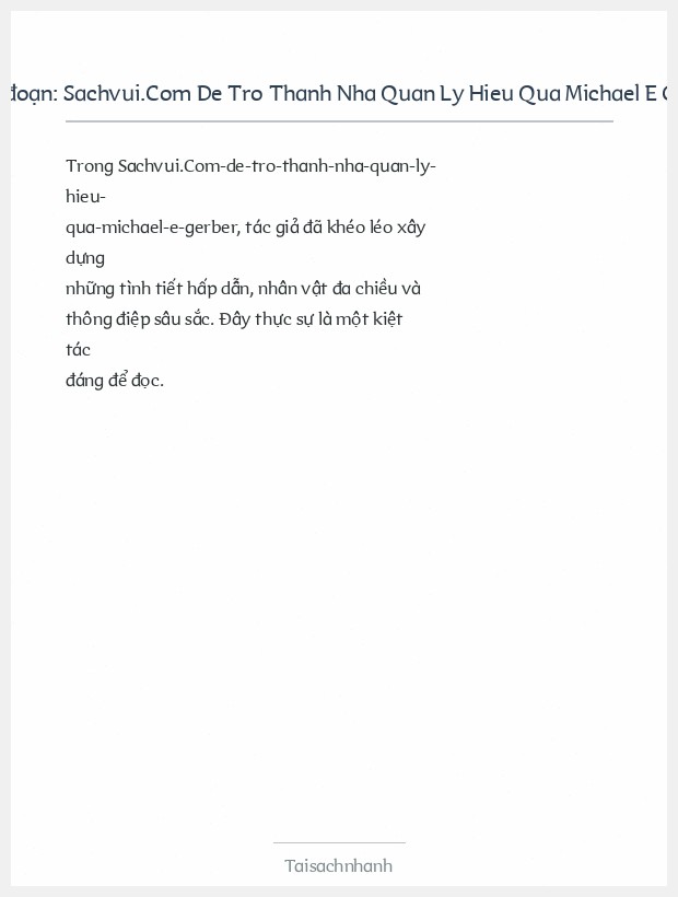 Trích đoạn Sachvui.Com De Tro Thanh Nha Quan Ly Hieu Qua Michael E Gerber