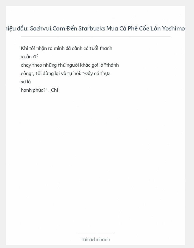 Trích đoạn Sachvui.Com Đến Starbucks Mua Cà Phê Cốc Lớn Yoshimoto Yoshio