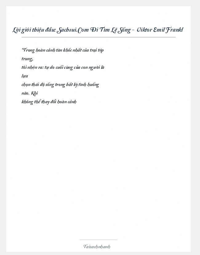 Trích đoạn Sachvui.Com Đi Tìm Lẽ Sống - Viktor Emil Frankl
