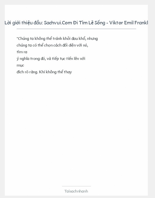 Trích đoạn Sachvui.Com Đi Tìm Lẽ Sống - Viktor Emil Frankl