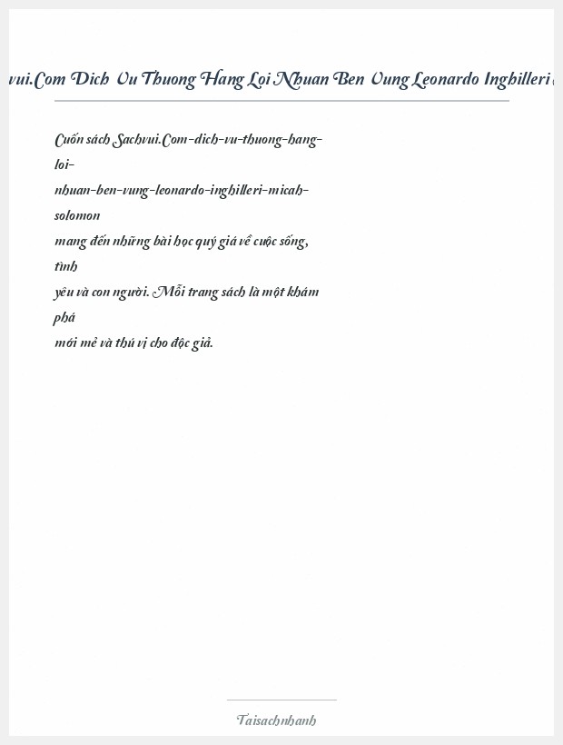 Trích đoạn Sachvui.Com Dich Vu Thuong Hang Loi Nhuan Ben Vung Leonardo Inghilleri Micah Solomon