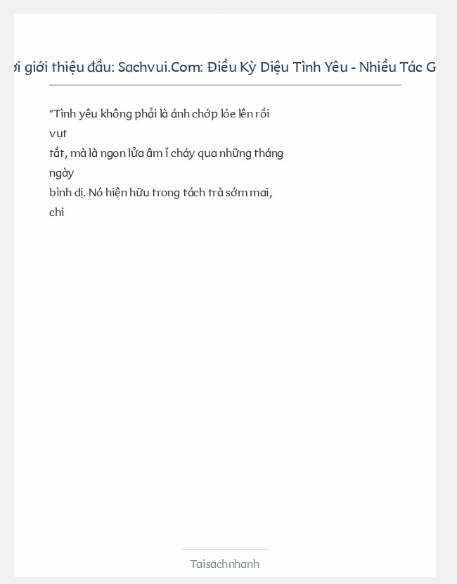 Trích đoạn Sachvui.Com: Điều Kỳ Diệu Tình Yêu - Nhiều Tác Giả