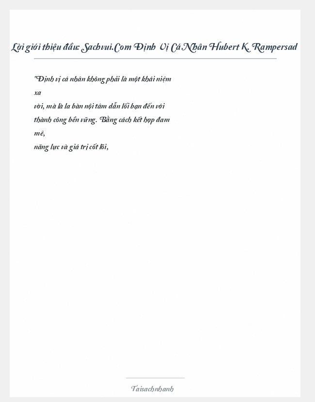 Trích đoạn Sachvui.Com Định Vị Cá Nhân Hubert K. Rampersad
