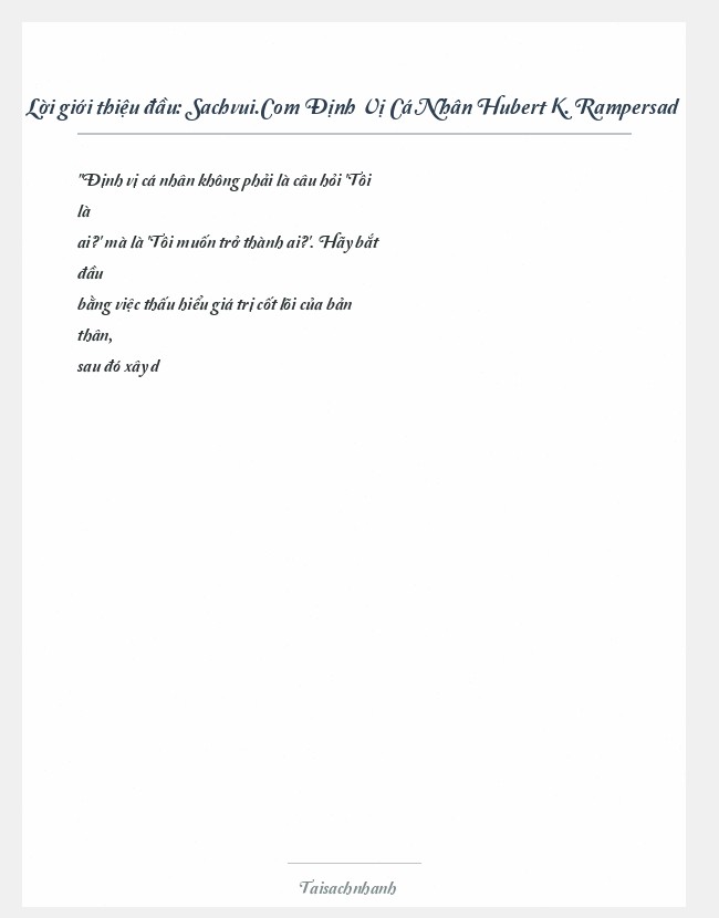 Trích đoạn Sachvui.Com Định Vị Cá Nhân Hubert K. Rampersad