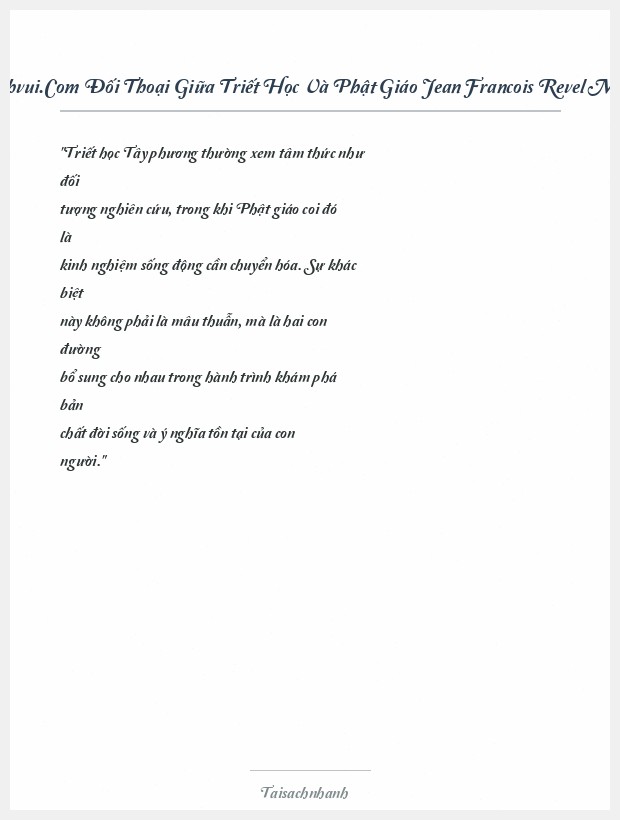 Trích đoạn Sachvui.Com Đối Thoại Giữa Triết Học Và Phật Giáo Jean Francois Revel Matthieu Ricard