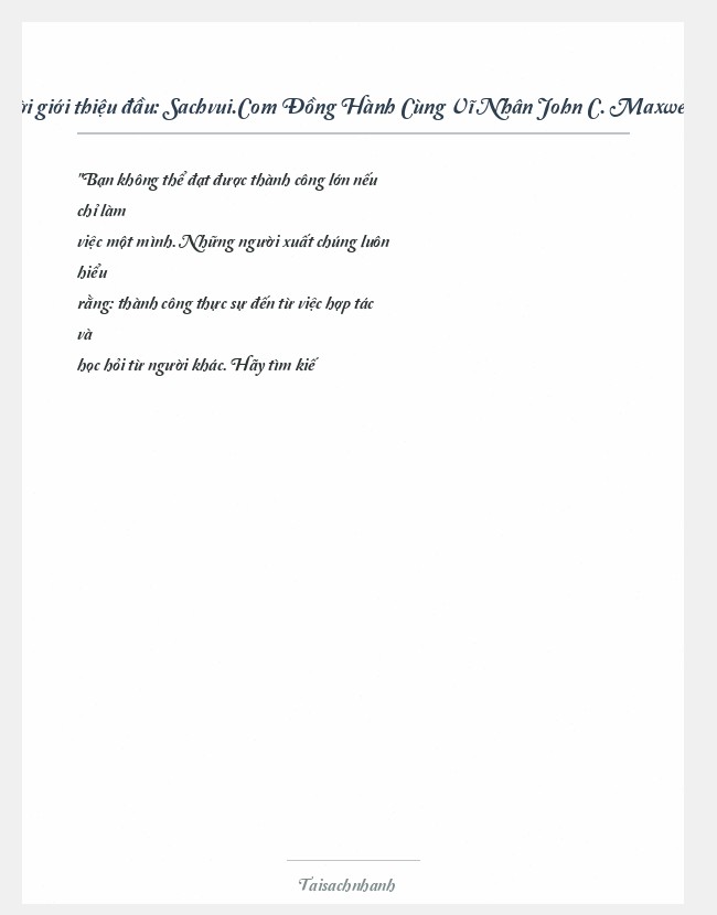 Trích đoạn Sachvui.Com Đồng Hành Cùng Vĩ Nhân John C. Maxwell