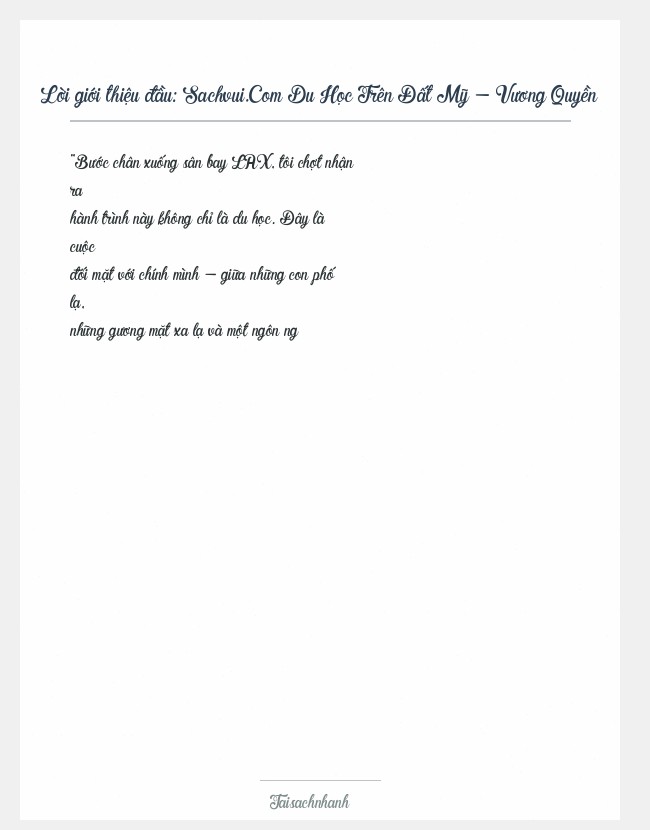 Trích đoạn Sachvui.Com Du Học Trên Đất Mỹ - Vương Quyền