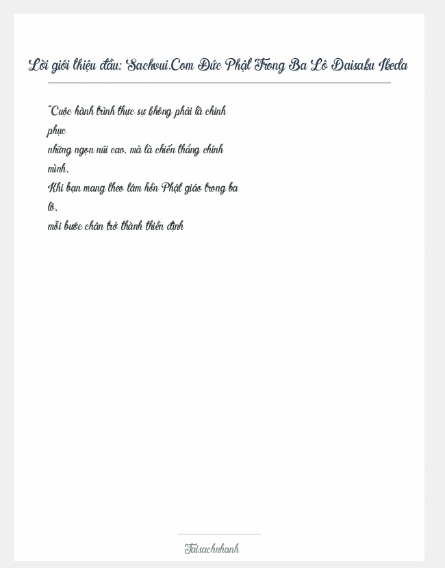 Trích đoạn Sachvui.Com Đức Phật Trong Ba Lô Daisaku Ikeda