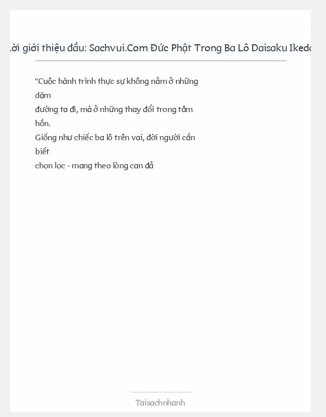 Trích đoạn Sachvui.Com Đức Phật Trong Ba Lô Daisaku Ikeda