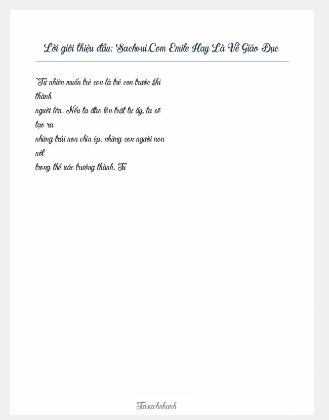 Trích đoạn Sachvui.Com Emile Hay Là Về Giáo Dục