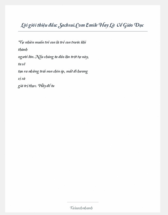 Trích đoạn Sachvui.Com Emile Hay Là Về Giáo Dục