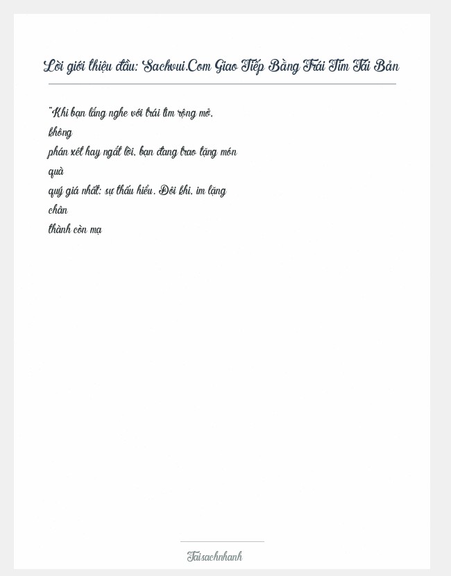 Trích đoạn Sachvui.Com Giao Tiếp Bằng Trái Tim Tái Bản