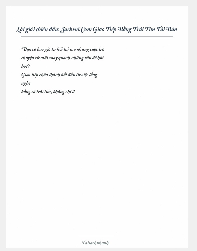 Trích đoạn Sachvui.Com Giao Tiếp Bằng Trái Tim Tái Bản