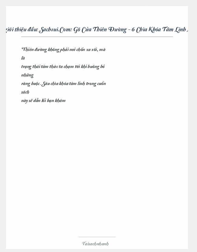 Trích đoạn Sachvui.Com: Gõ Cửa Thiên Đường - 6 Chìa Khóa Tâm Linh Làm