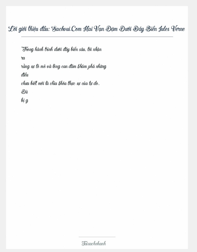 Trích đoạn Sachvui.Com Hai Vạn Dặm Dưới Đáy Biển Jules Verne