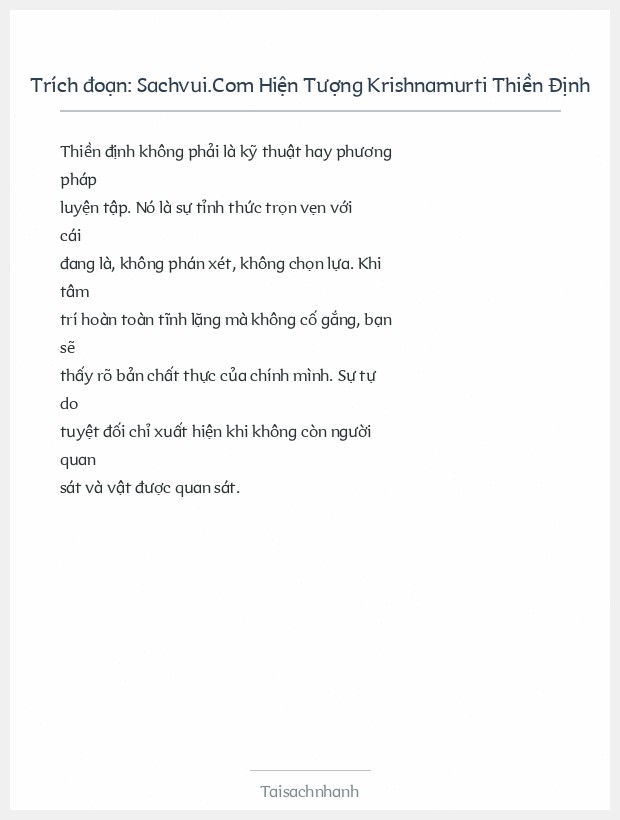 Trích đoạn Sachvui.Com Hiện Tượng Krishnamurti Thiền Định