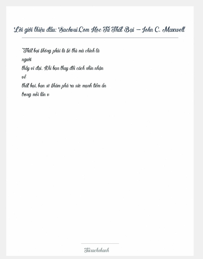 Trích đoạn Sachvui.Com Học Từ Thất Bại - John C. Maxwell
