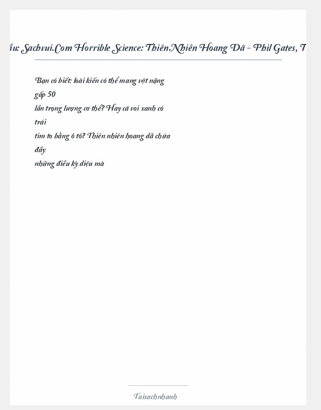 Trích đoạn Sachvui.Com Horrible Science: Thiên Nhiên Hoang Dã - Phil Gates, Tony De Saulles