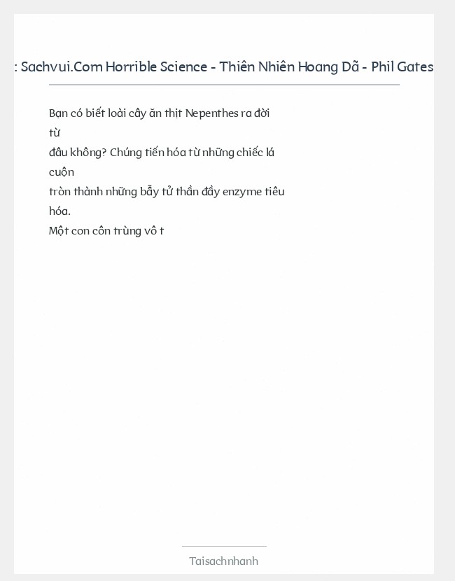 Trích đoạn Sachvui.Com Horrible Science - Thiên Nhiên Hoang Dã - Phil Gates - Tony De Saulles