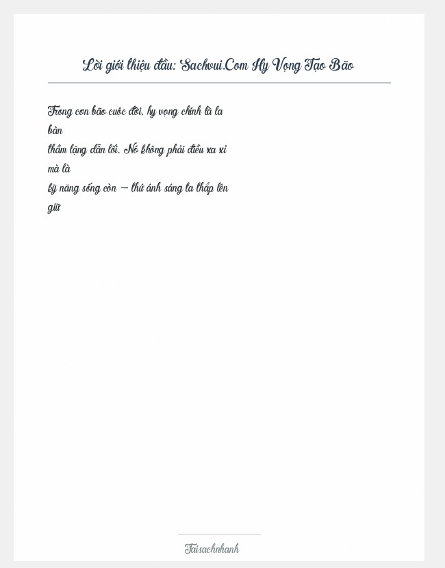 Trích đoạn Sachvui.Com Hy Vọng Tạo Bão