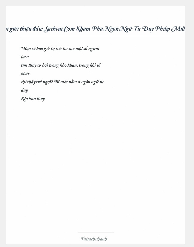 Trích đoạn Sachvui.Com Khám Phá Ngôn Ngữ Tư Duy Philip Miller