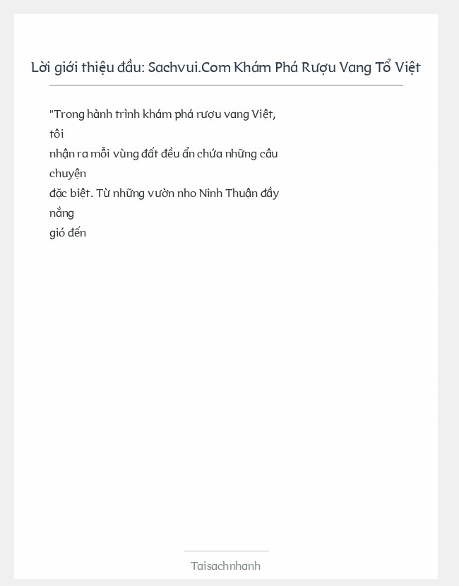 Trích đoạn Sachvui.Com Khám Phá Rượu Vang Tổ Việt