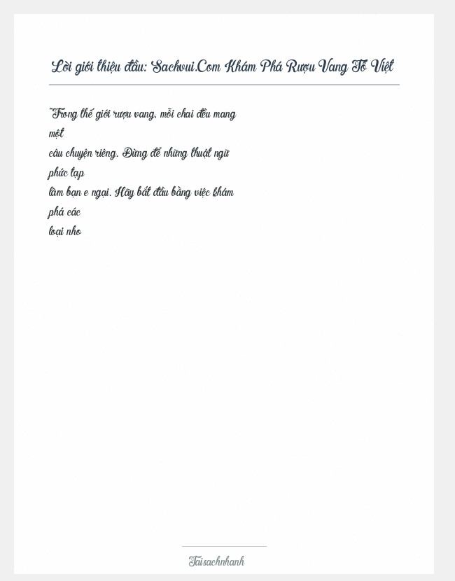 Trích đoạn Sachvui.Com Khám Phá Rượu Vang Tổ Việt