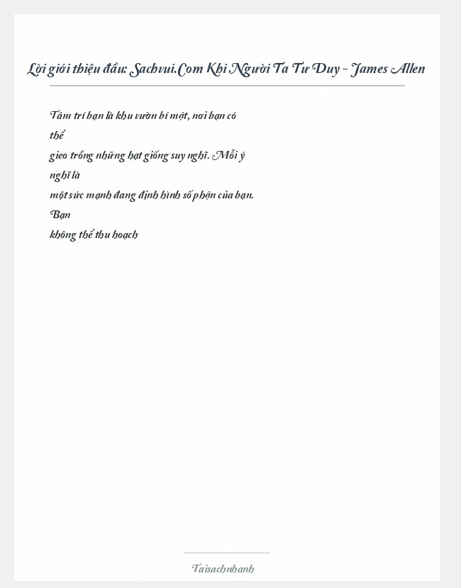 Trích đoạn Sachvui.Com Khi Người Ta Tư Duy - James Allen