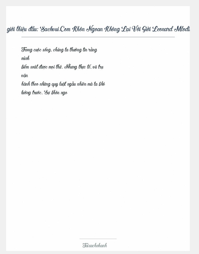 Trích đoạn Sachvui.Com Khôn Ngoan Không Lại Với Giời Leonard Mlodinow