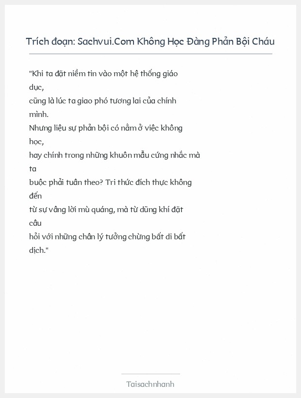 Trích đoạn Sachvui.Com Không Học Đàng Phản Bội Cháu