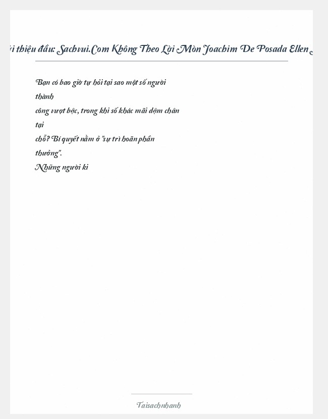Trích đoạn Sachvui.Com Không Theo Lời Mòn Joachim De Posada Ellen Singer