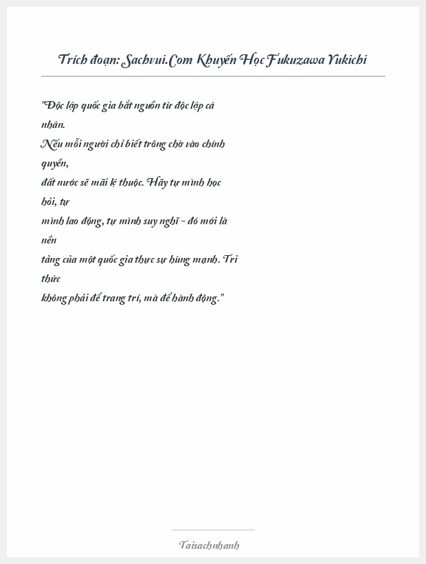 Trích đoạn Sachvui.Com Khuyến Học Fukuzawa Yukichi