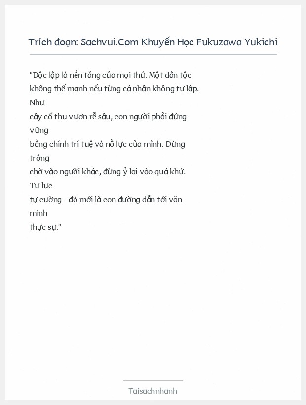 Trích đoạn Sachvui.Com Khuyến Học Fukuzawa Yukichi