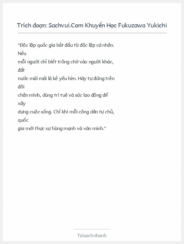 Trích đoạn Sachvui.Com Khuyến Học Fukuzawa Yukichi