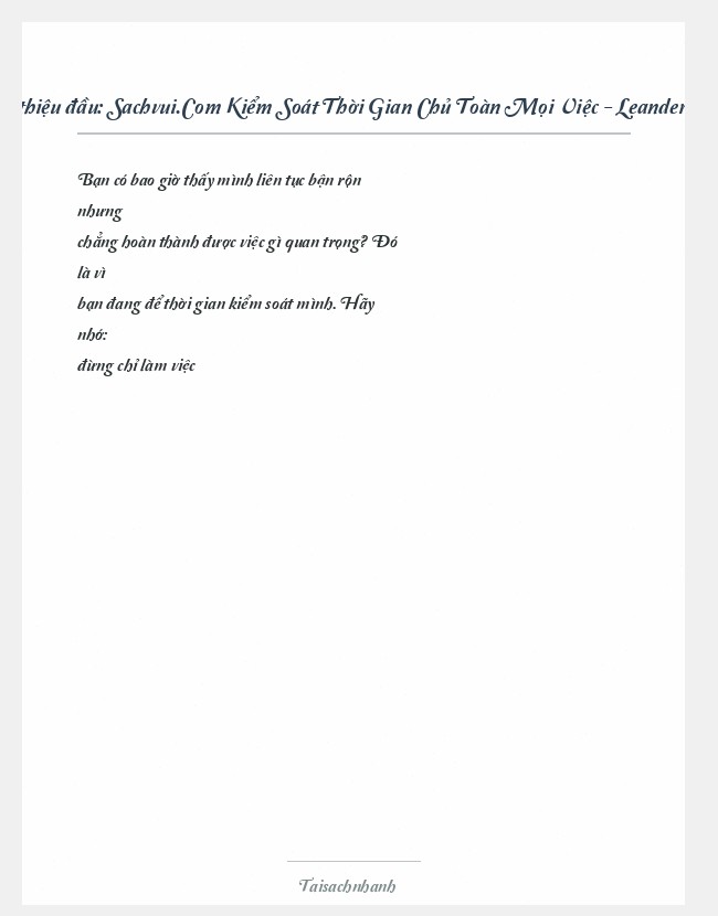 Trích đoạn Sachvui.Com Kiểm Soát Thời Gian Chủ Toàn Mọi Việc - Leander Kahney