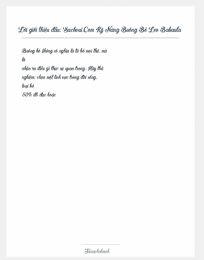 Trích đoạn Sachvui.Com Kỹ Năng Buông Bỏ Leo Babauta