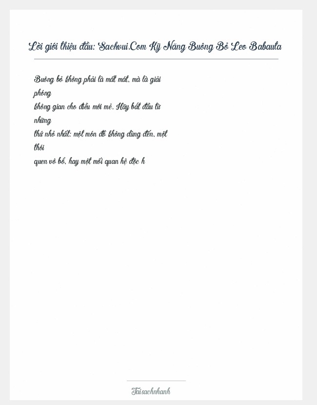 Trích đoạn Sachvui.Com Kỹ Năng Buông Bỏ Leo Babauta