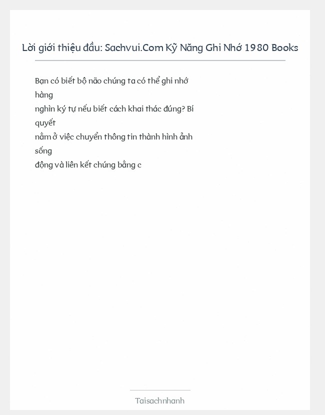 Trích đoạn Sachvui.Com Kỹ Năng Ghi Nhớ 1980 Books