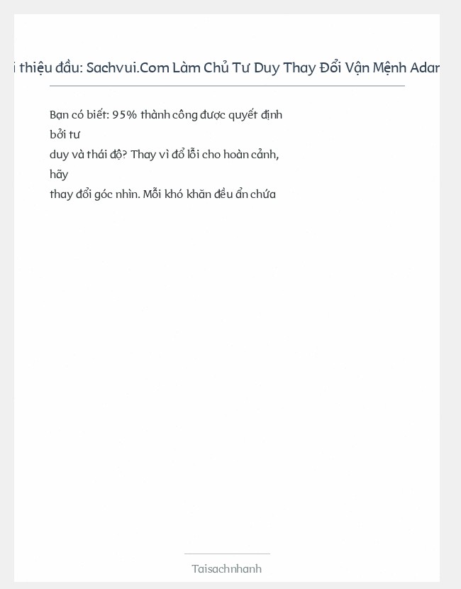 Trích đoạn Sachvui.Com Làm Chủ Tư Duy Thay Đổi Vận Mệnh Adam Khoo