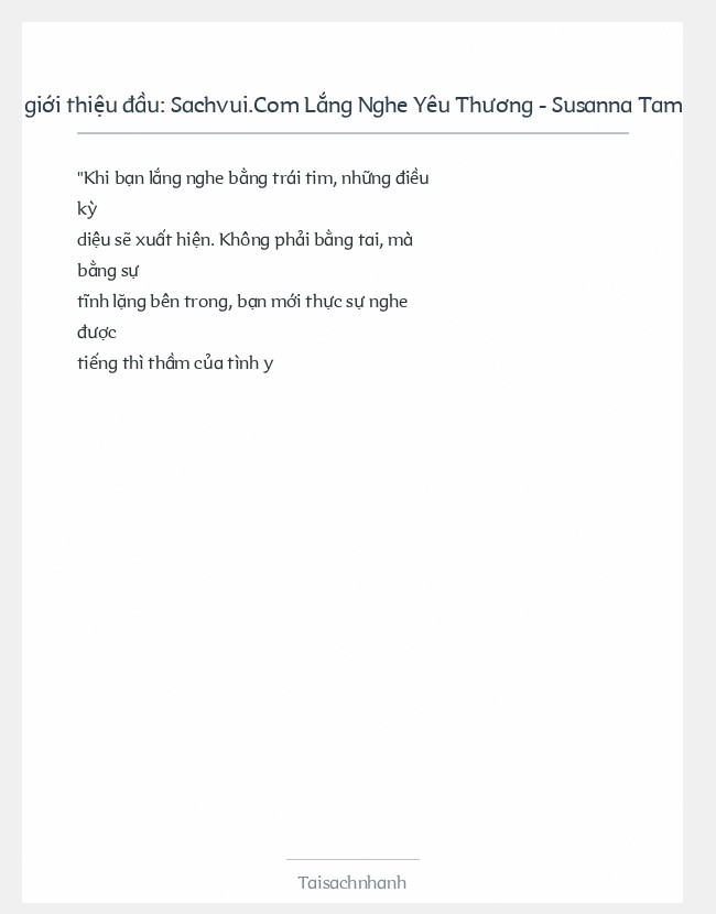 Trích đoạn Sachvui.Com Lắng Nghe Yêu Thương - Susanna Tamaro
