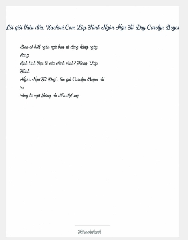 Trích đoạn Sachvui.Com Lập Trình Ngôn Ngữ Tư Duy Carolyn Boyes